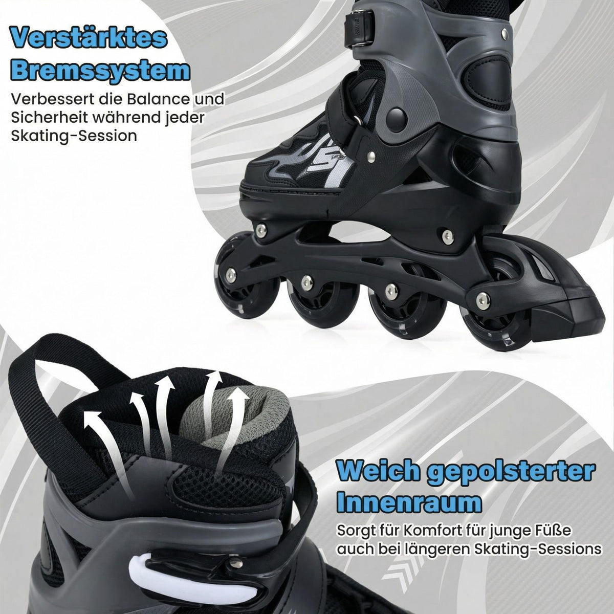 Adjustable Kids Inline Skates with Light-Up Wheels, Size 30-33