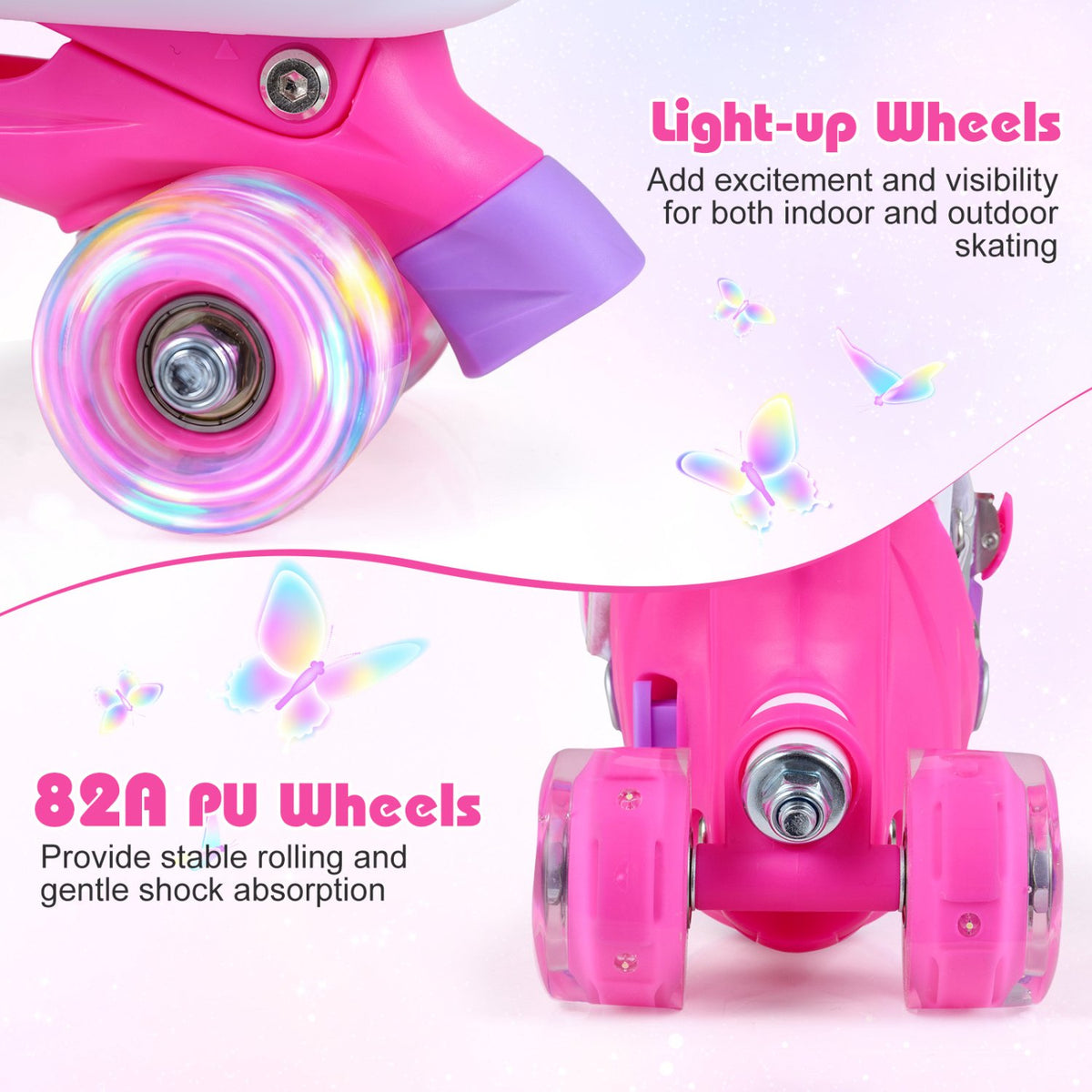 Adjustable Kids Roller Skates, Light-Up Wheels, Ages 5-7