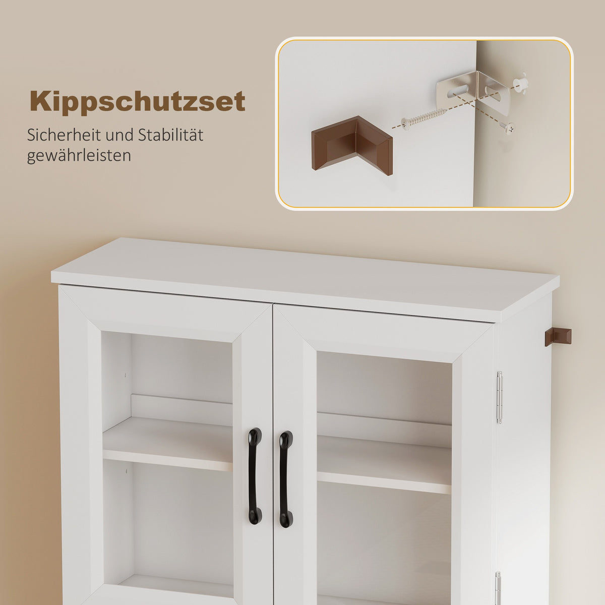 Adjustable Kitchen Cabinet, MDF, Acrylic Doors, White