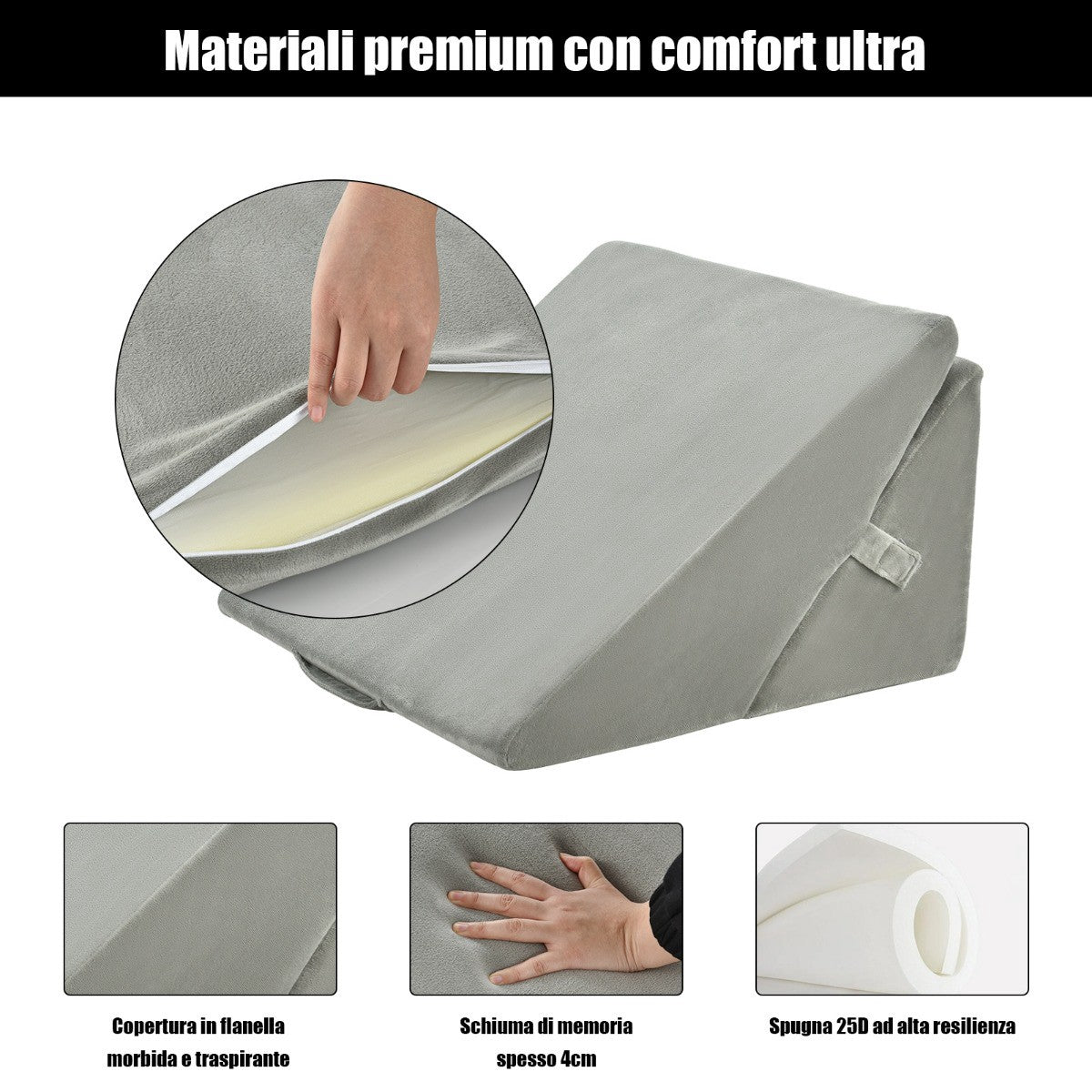 Adjustable Memory Foam Wedge Pillow, 7-Position Support