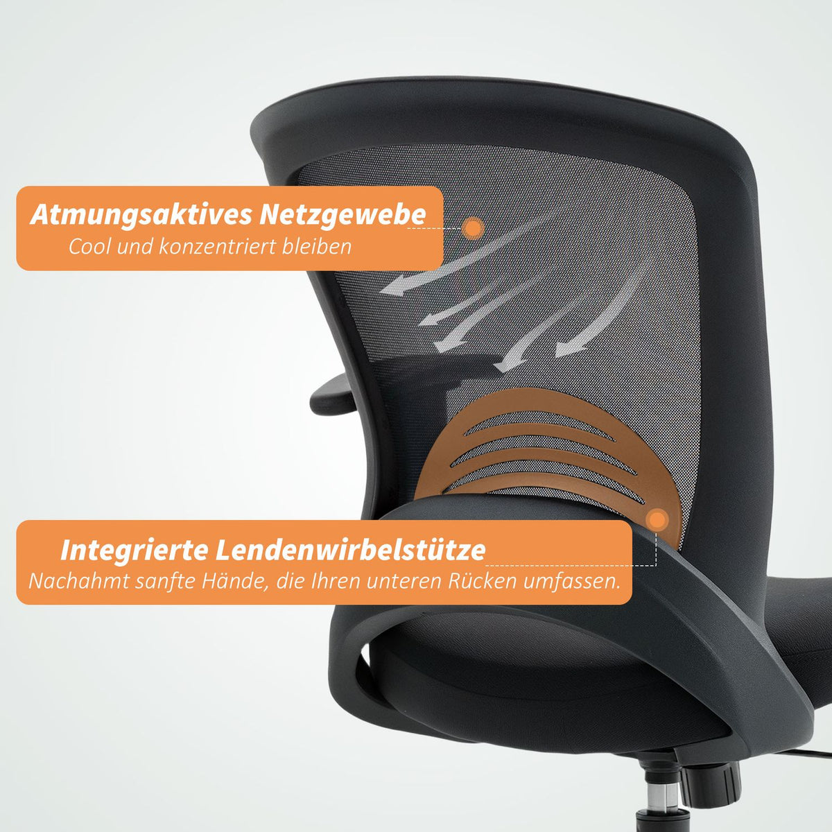 Adjustable Mesh Office Chair, Rolling, Black