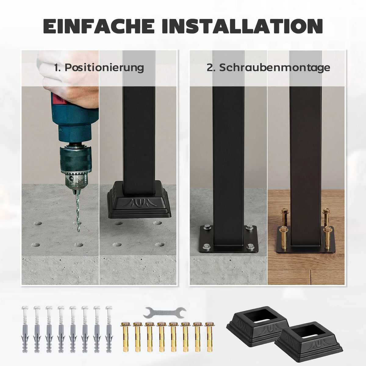 Adjustable Metal Stair Handrail, Black, 0-45 Angle, 1-3 Steps