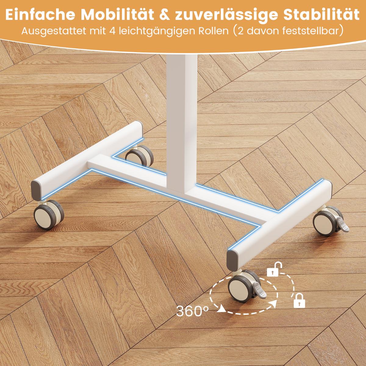 Adjustable Mobile Standing Desk with Gas Spring, 65x48 cm