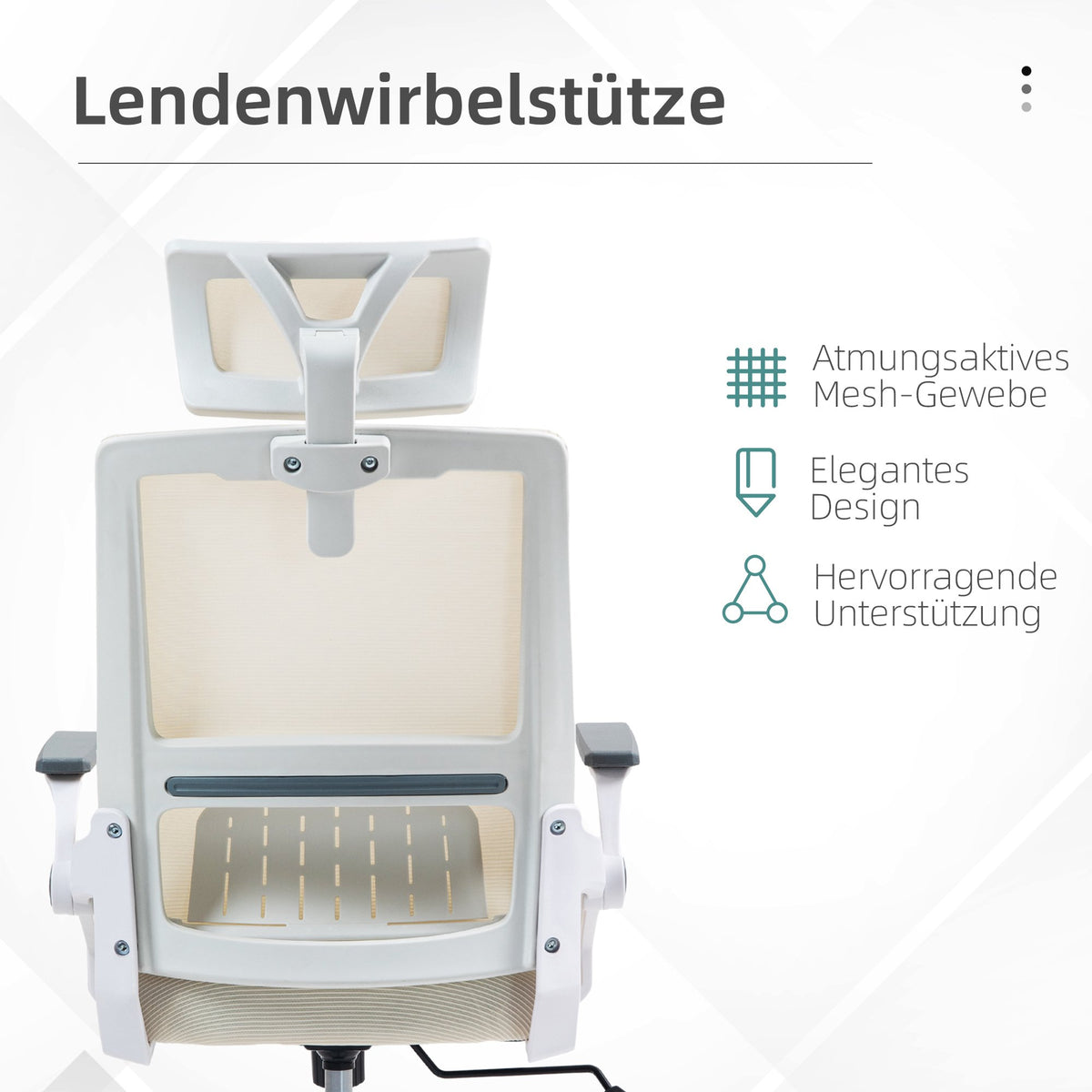 Adjustable Office Chair with Headrest, Beige, 60x61x121.5 cm