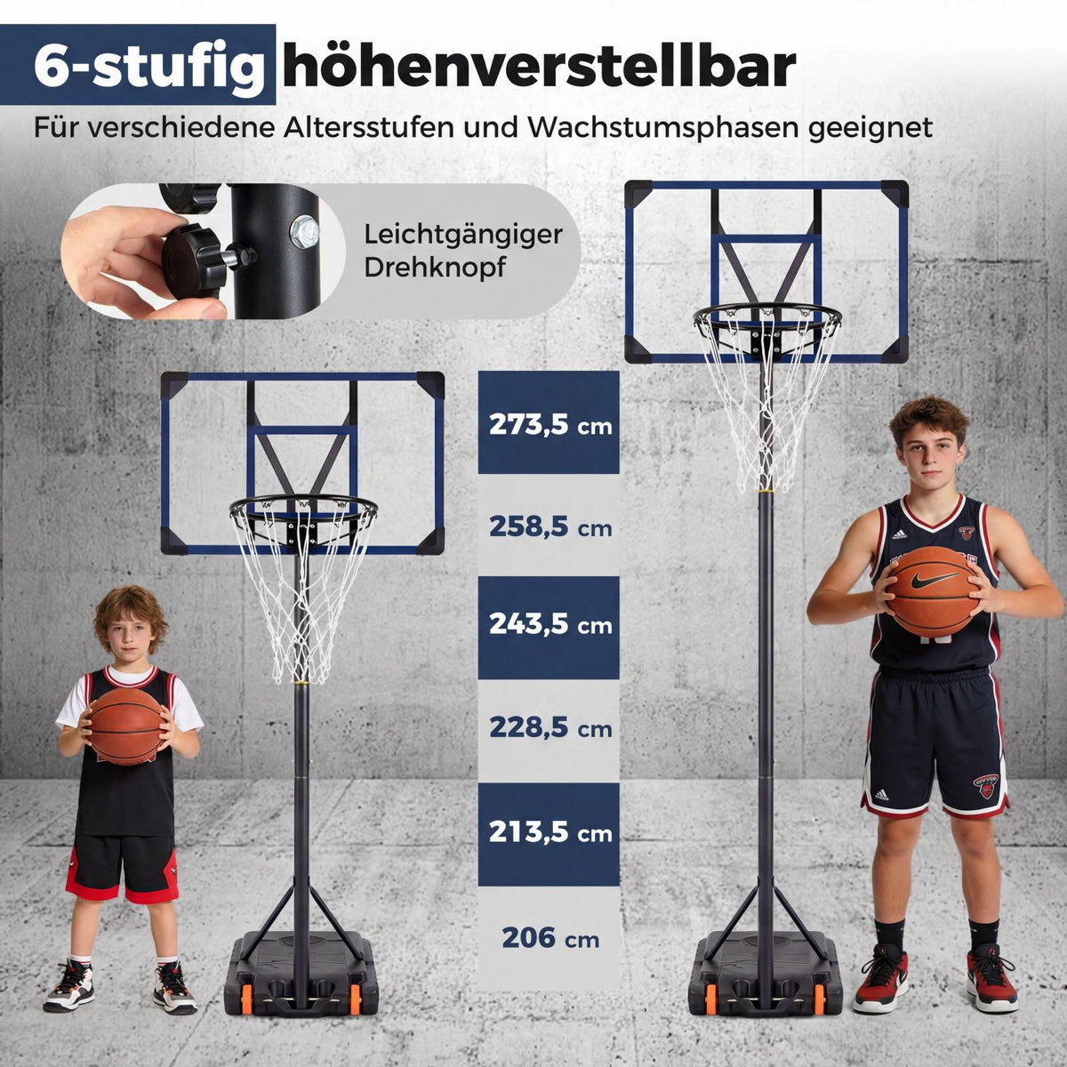 Adjustable Outdoor Basketball Hoop with Wheels, 82 cm Backboard