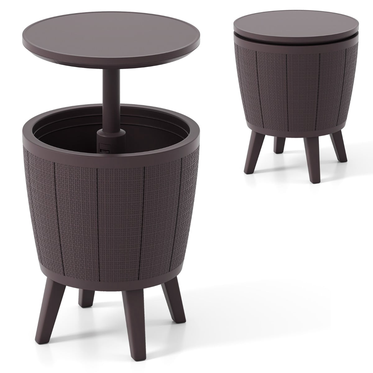 Adjustable Outdoor Cocktail Table with 38L Cooler, Brown