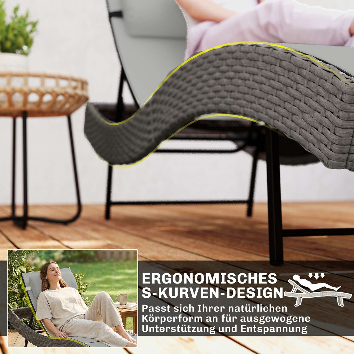 Adjustable Outdoor Sun Lounger with Breathable Mesh