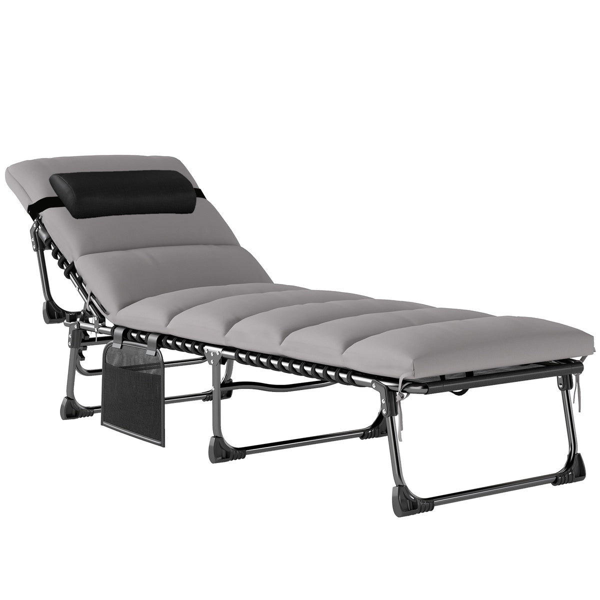 Adjustable Outdoor Sun Lounger with Cushion and Pocket