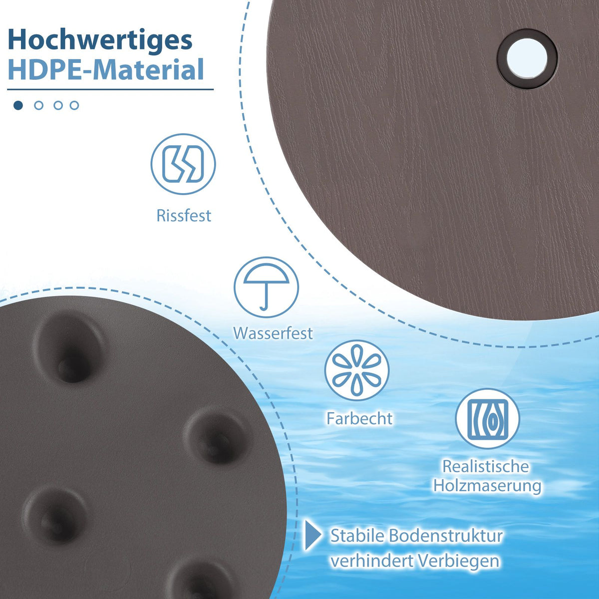 Adjustable Outdoor Umbrella Table with 38-48mm Hole
