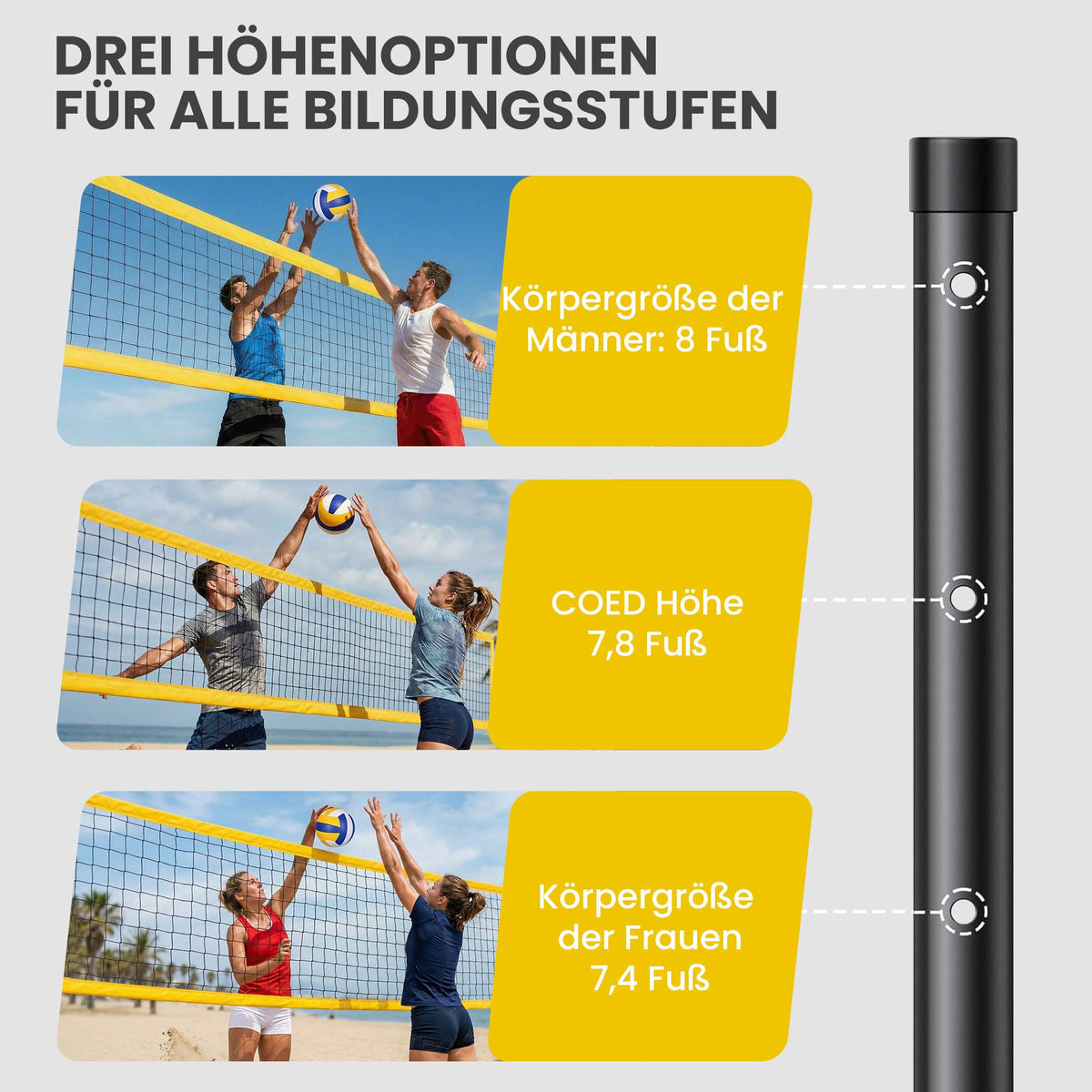 Adjustable Outdoor Volleyball Net Set with Carry Bag