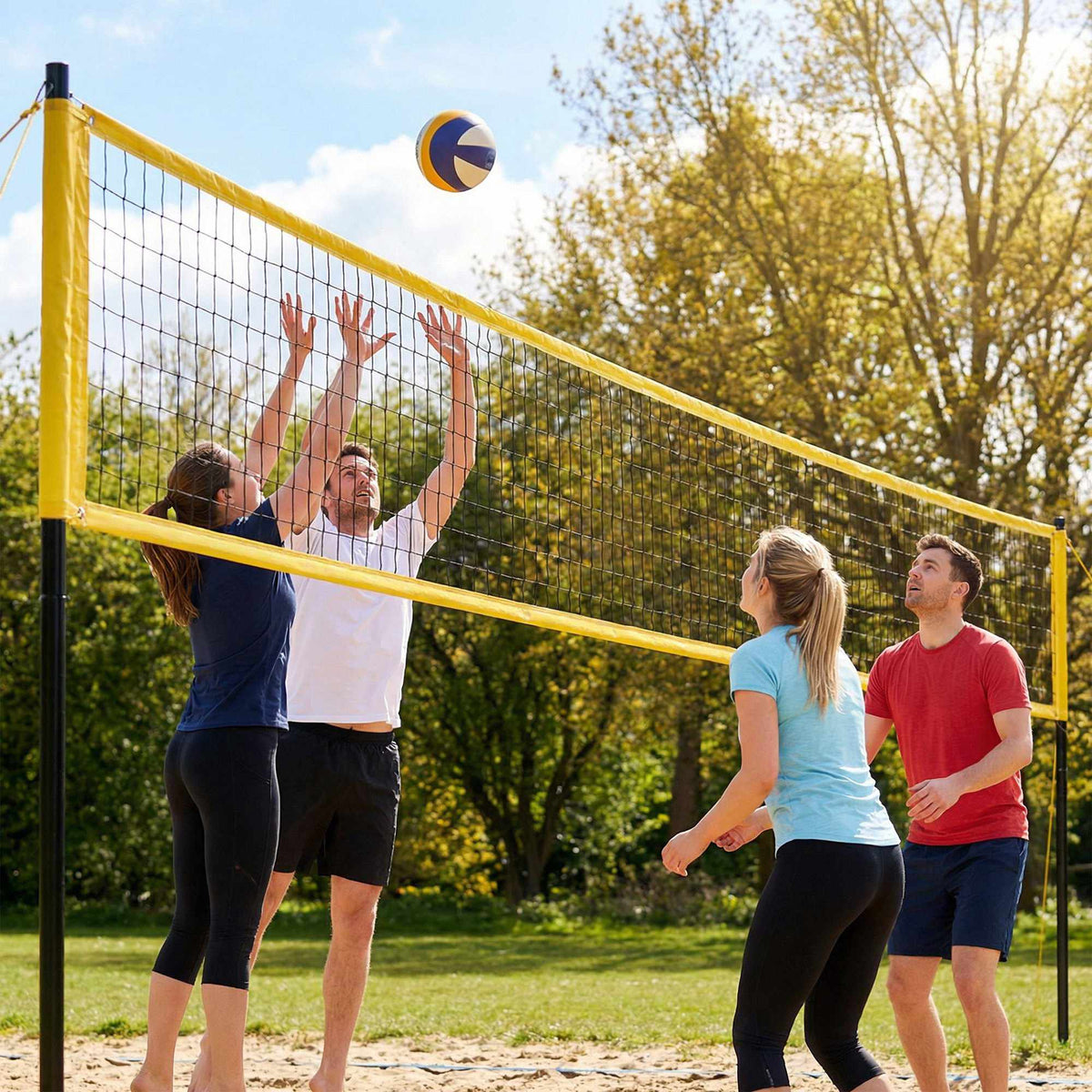 Adjustable Outdoor Volleyball Net Set with Carry Bag