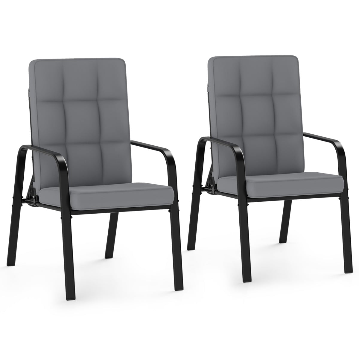 Adjustable Patio Chairs Set of 2 with Cushions, Grey