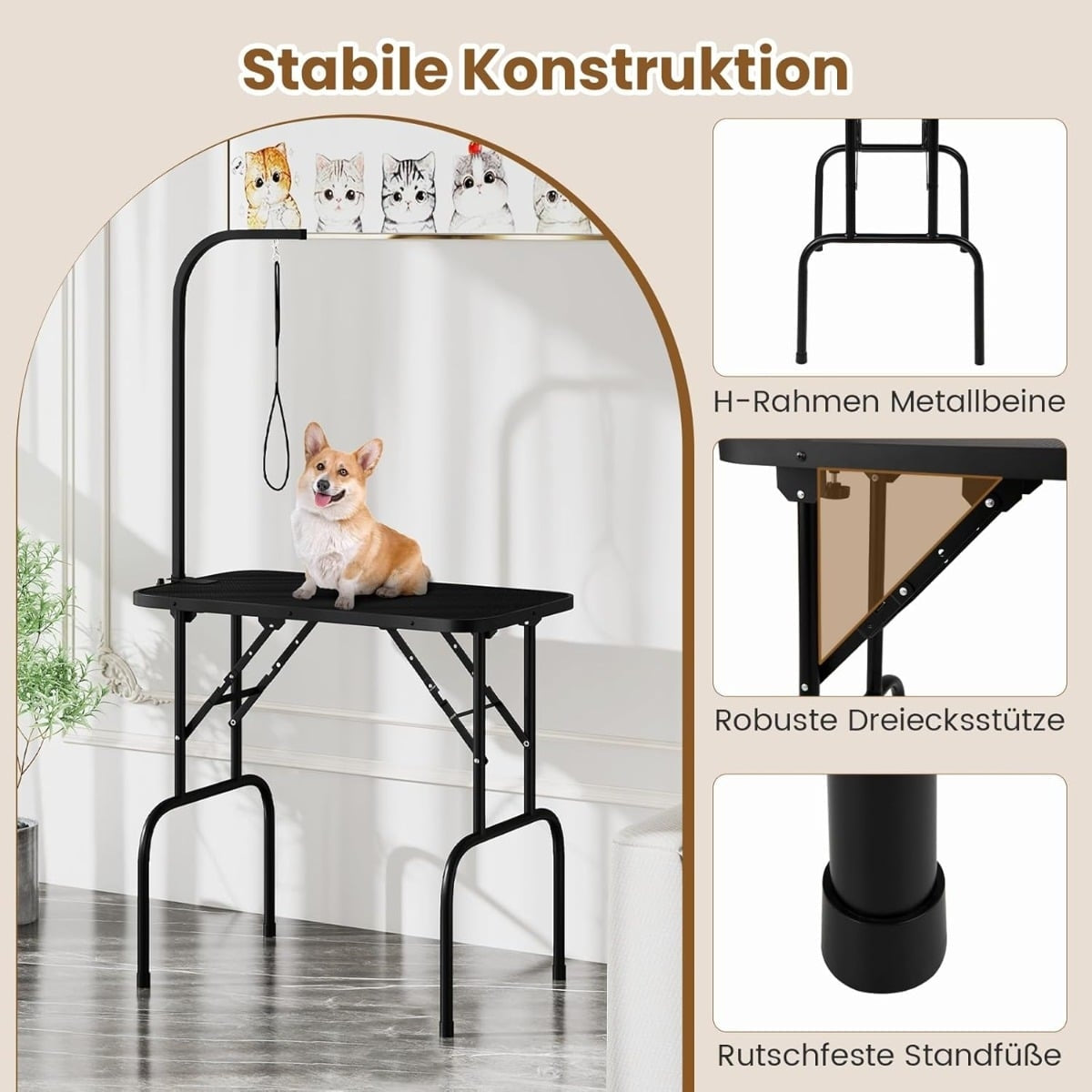 Adjustable Pet Grooming Table, Foldable, Non-Slip Surface