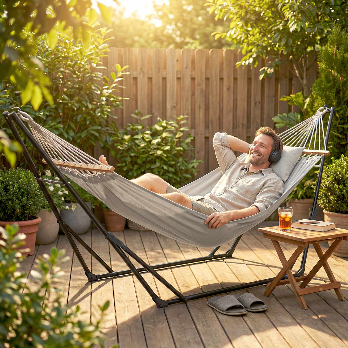 Adjustable Portable Hammock Stand with Carry Bag, Black
