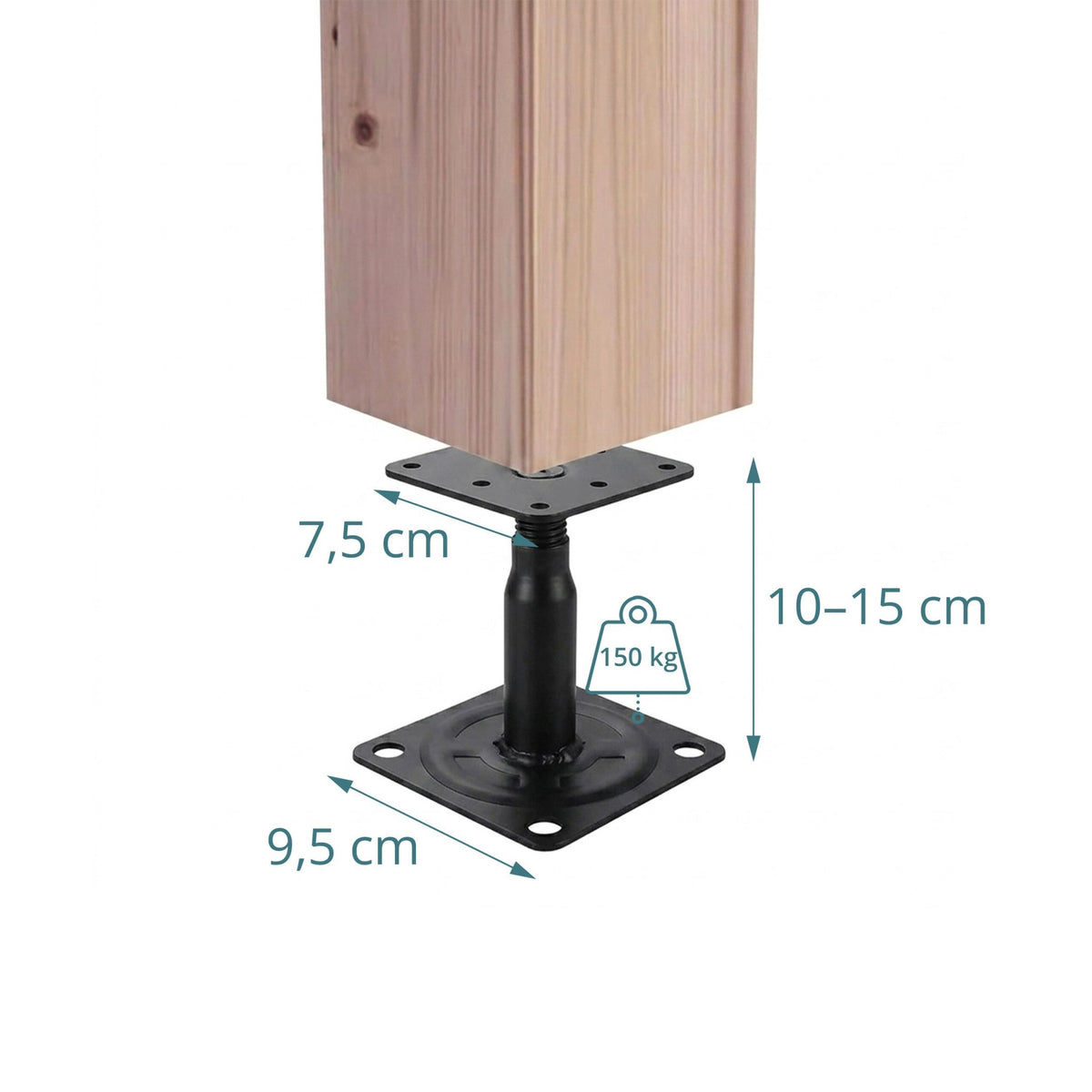 Adjustable Post Supports Set of 4 – Black, Steel