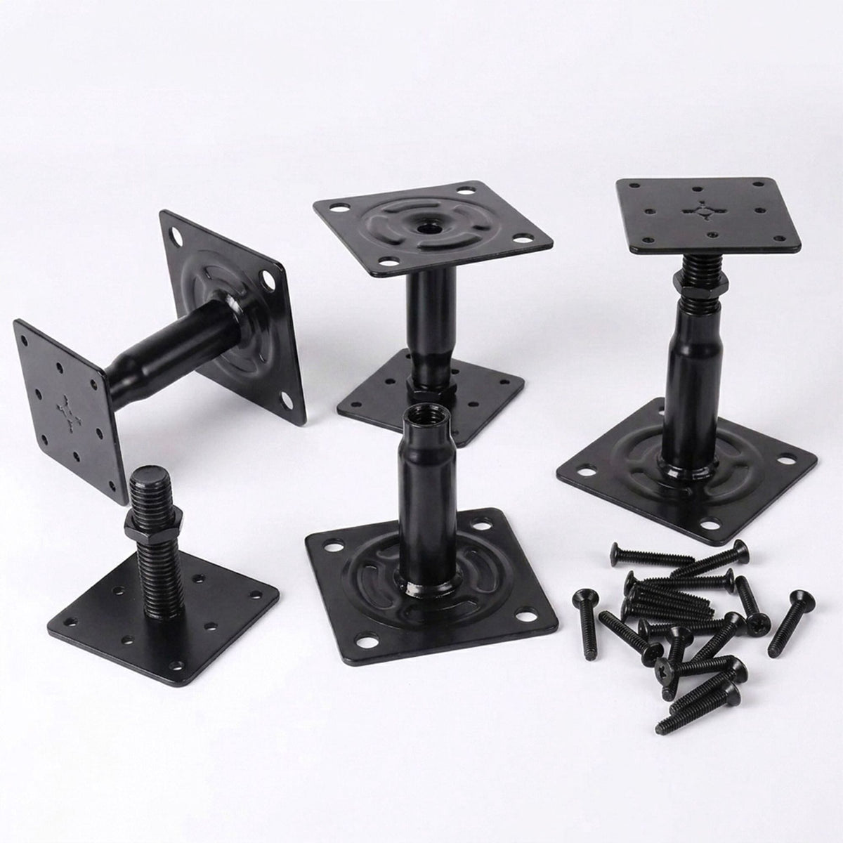 Adjustable Post Supports Set of 4 – Black, Steel