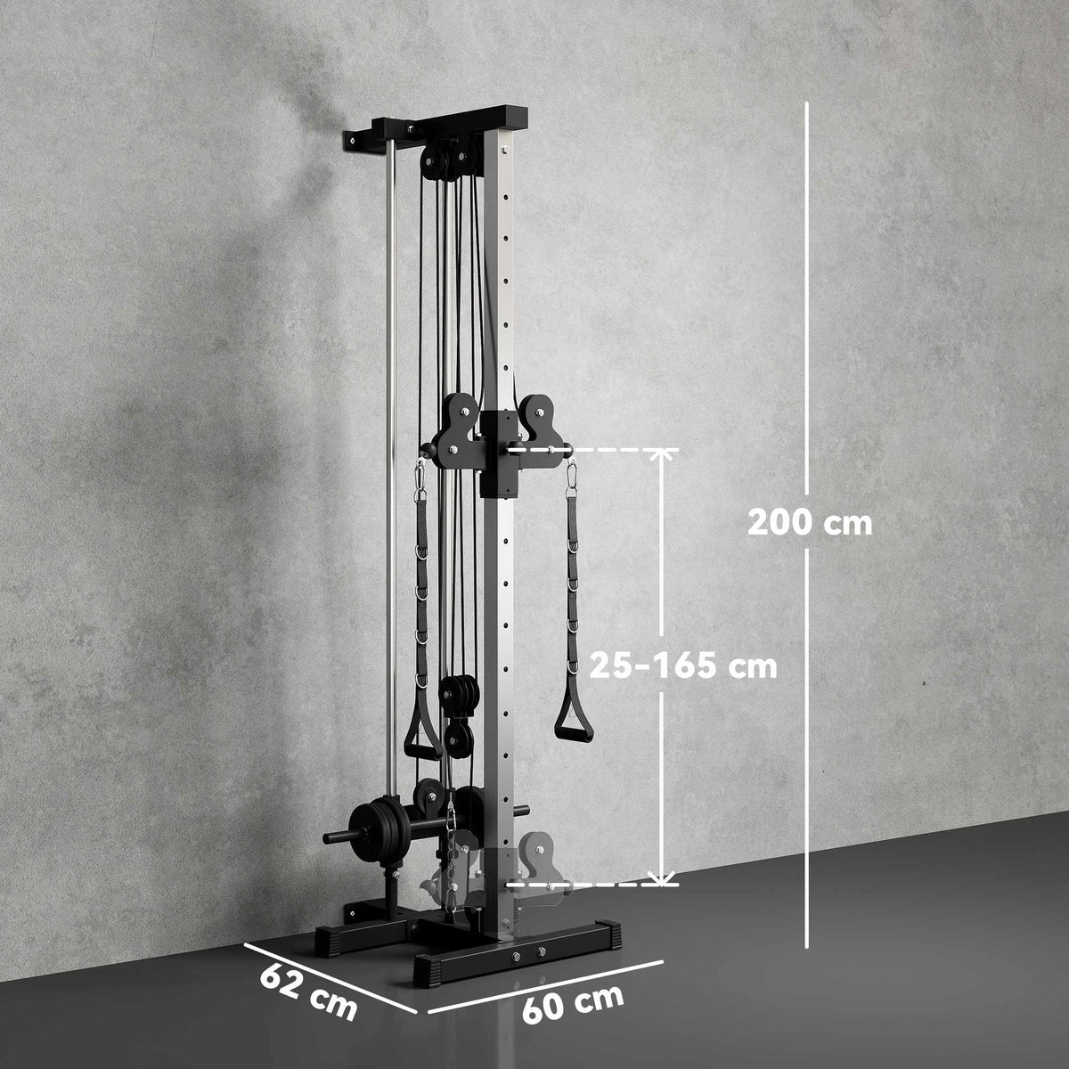 Adjustable Power Station with Dual Pulley, 25-165 cm, Black