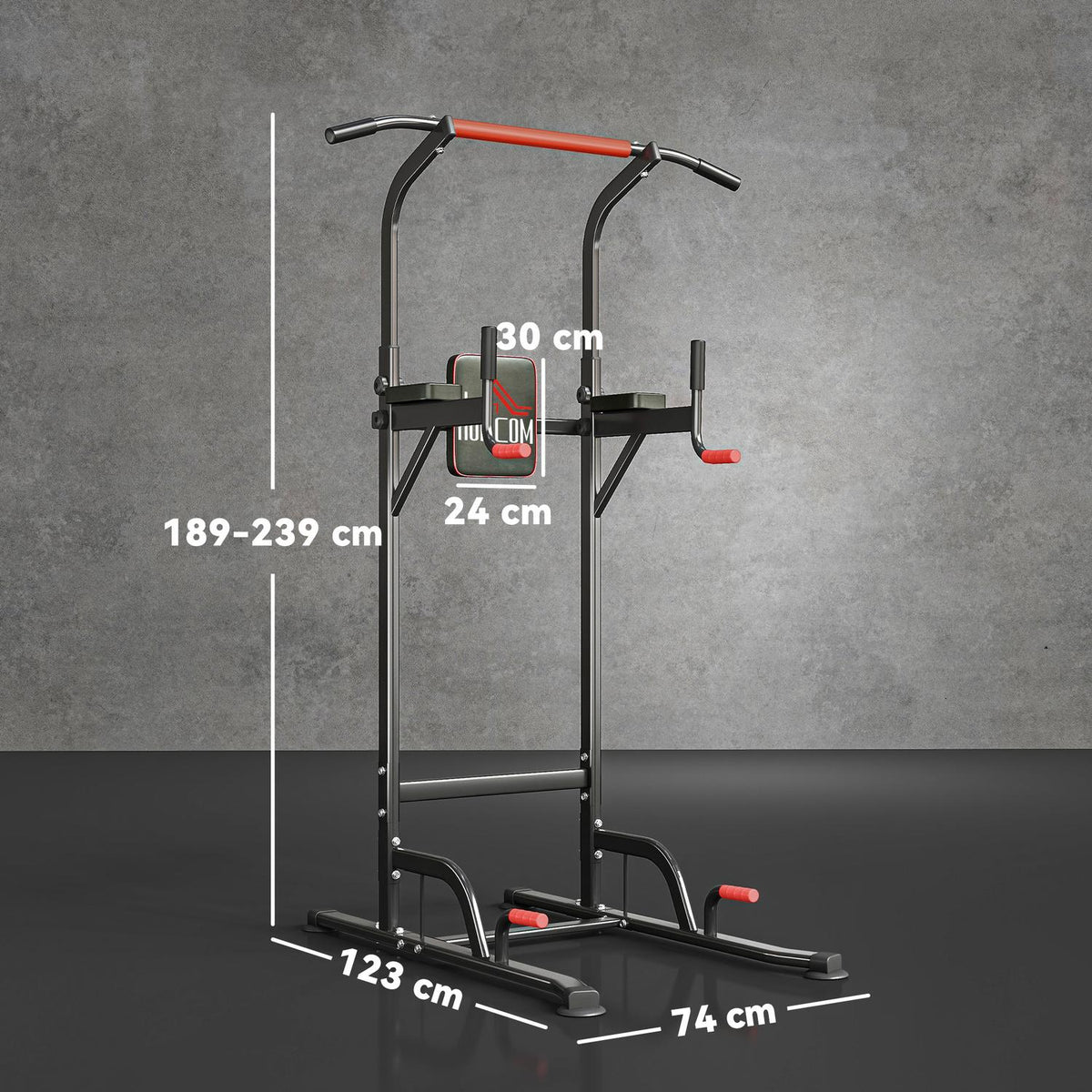 Adjustable Power Tower with Pull-Up Bar and Dip Station