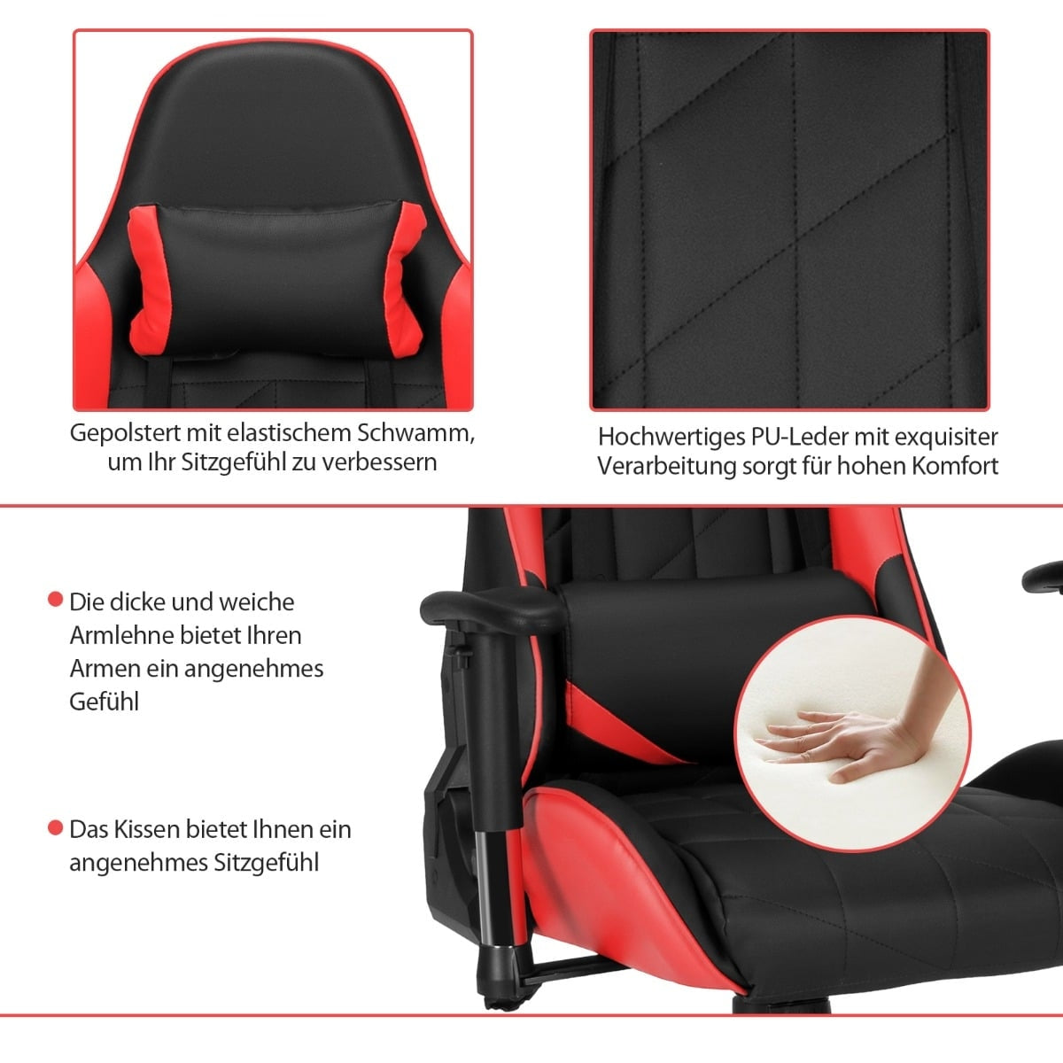 Adjustable Racing Style Gaming Chair with Headrest & Lumbar Pillow