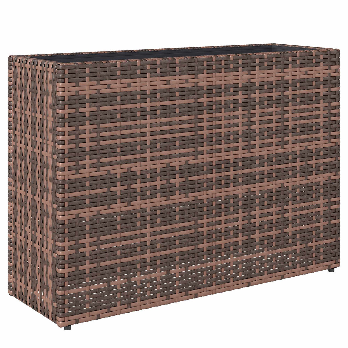 Adjustable Rattan Planter Box with Removable Liner, Brown
