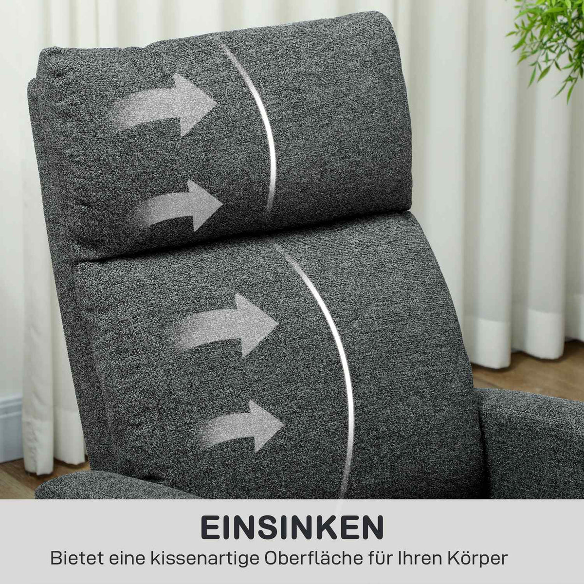 Adjustable Recliner Chair with Footrest, Gray Fabric
