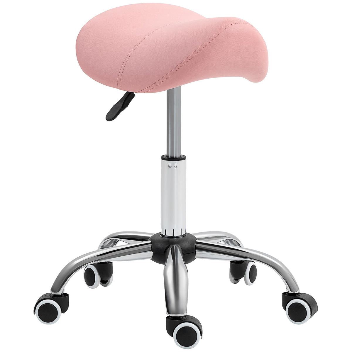 Adjustable Rolling Stool, 360 Swivel, Pink, 49-61 cm