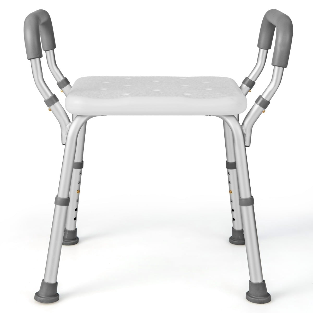 Adjustable Shower Chair with Armrests, Non-Slip Rubber Feet