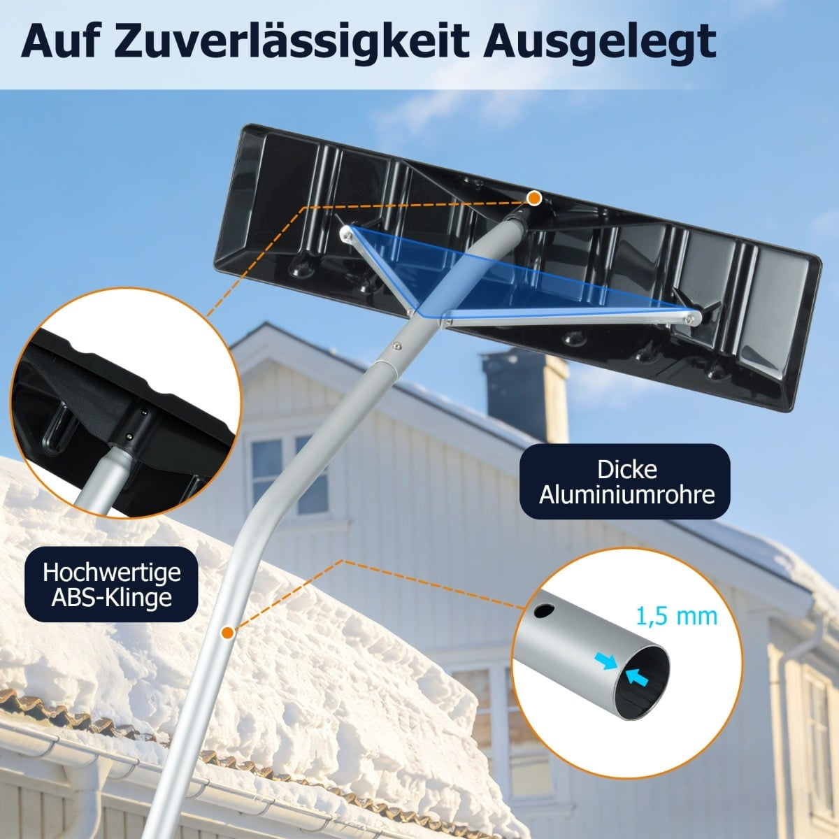 Adjustable Snow Roof Rake with 62.5 cm ABS Blade
