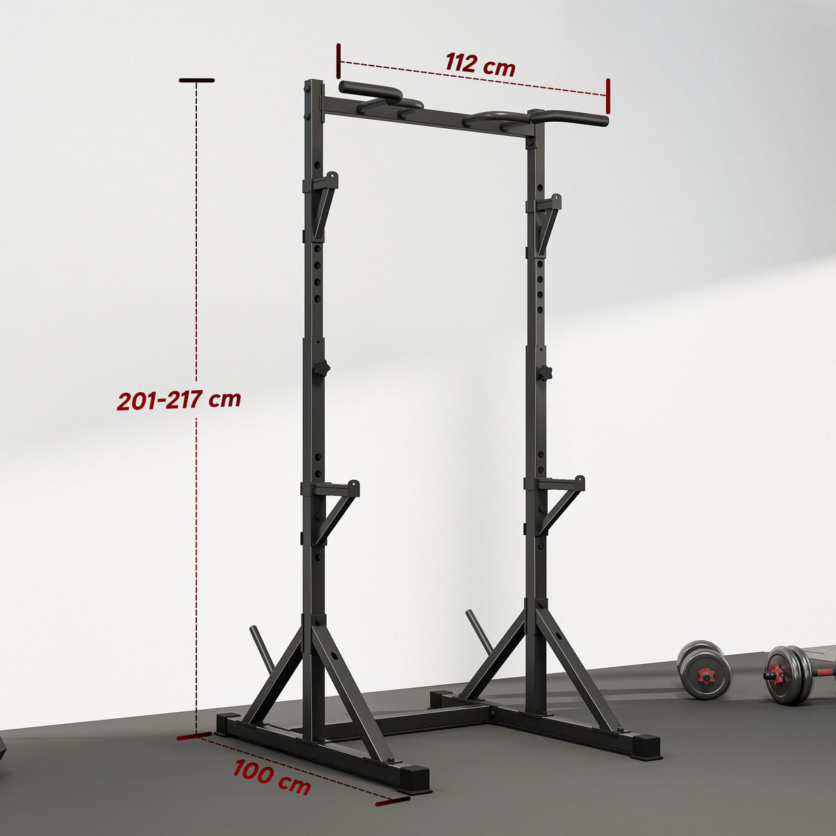 Adjustable Squat Rack With Pull-Up Bar, 200 kg, Black
