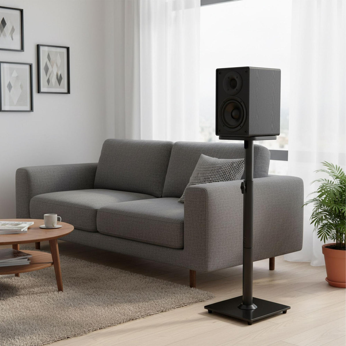 Adjustable Steel & Glass Speaker Stands, Pair