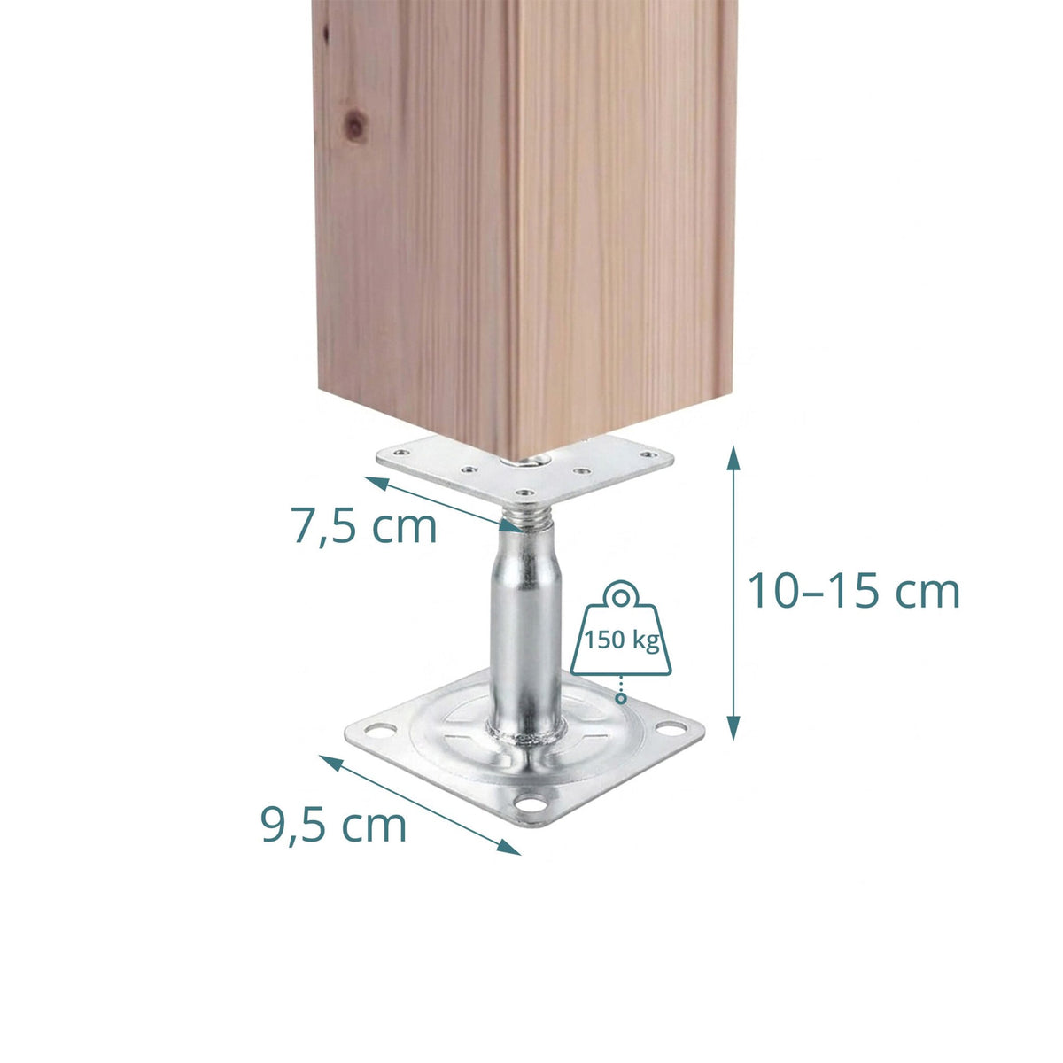 Adjustable Steel Post Supports, Set of 4 – Silver