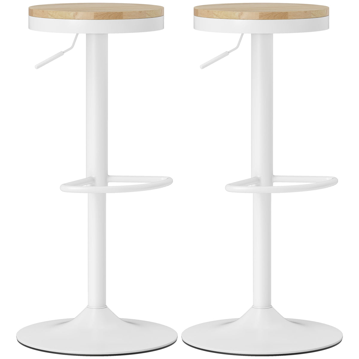 Adjustable Swivel Bar Stools Set of 2, Wood & Steel