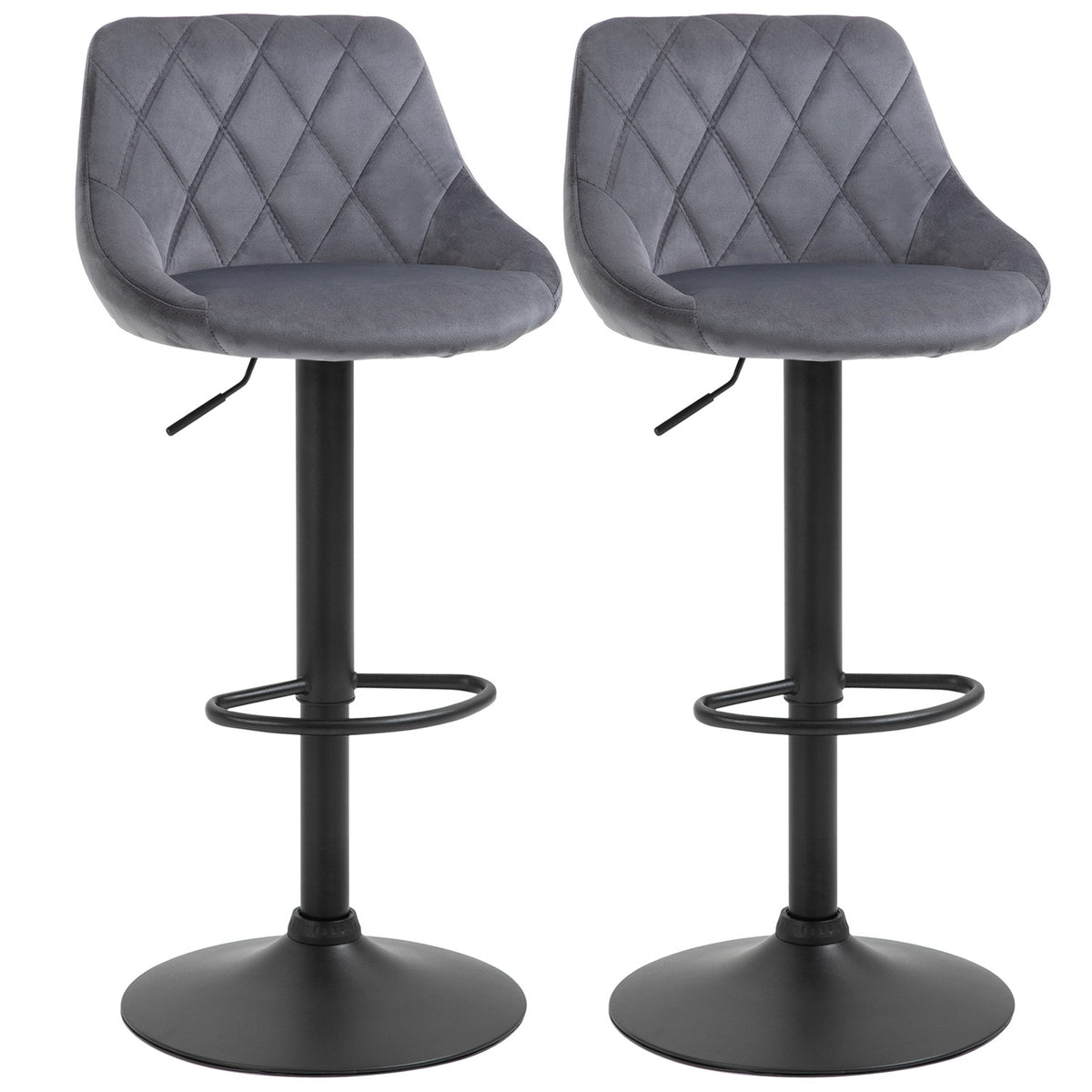 Adjustable Velvet Bar Stools Set of 2 with Footrest