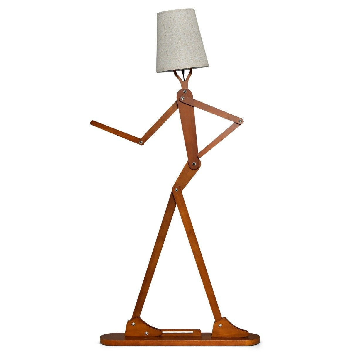 Adjustable Wooden Floor Lamp – 160 cm, Fabric Shade