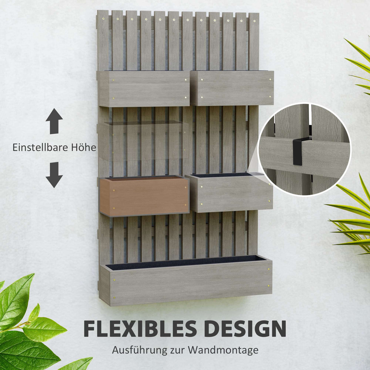 Adjustable Wooden Raised Garden Bed with Trellis, 60x16x100 cm