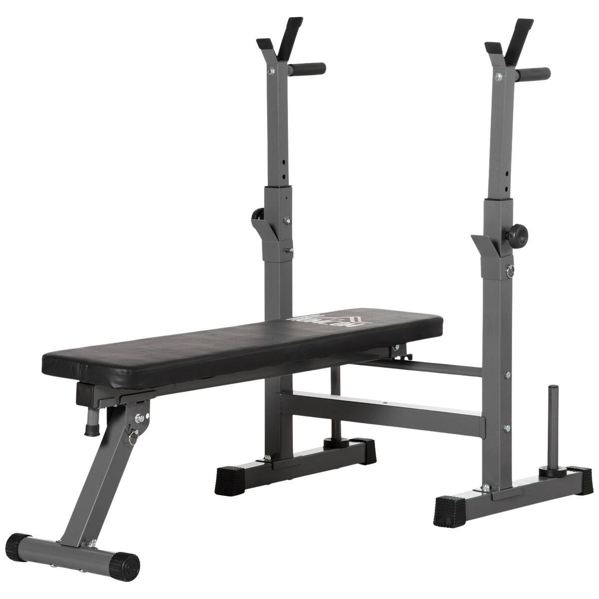 Adjustable folding weight bench with dumbbell rack Fitness bench for home made of steel in black and gray