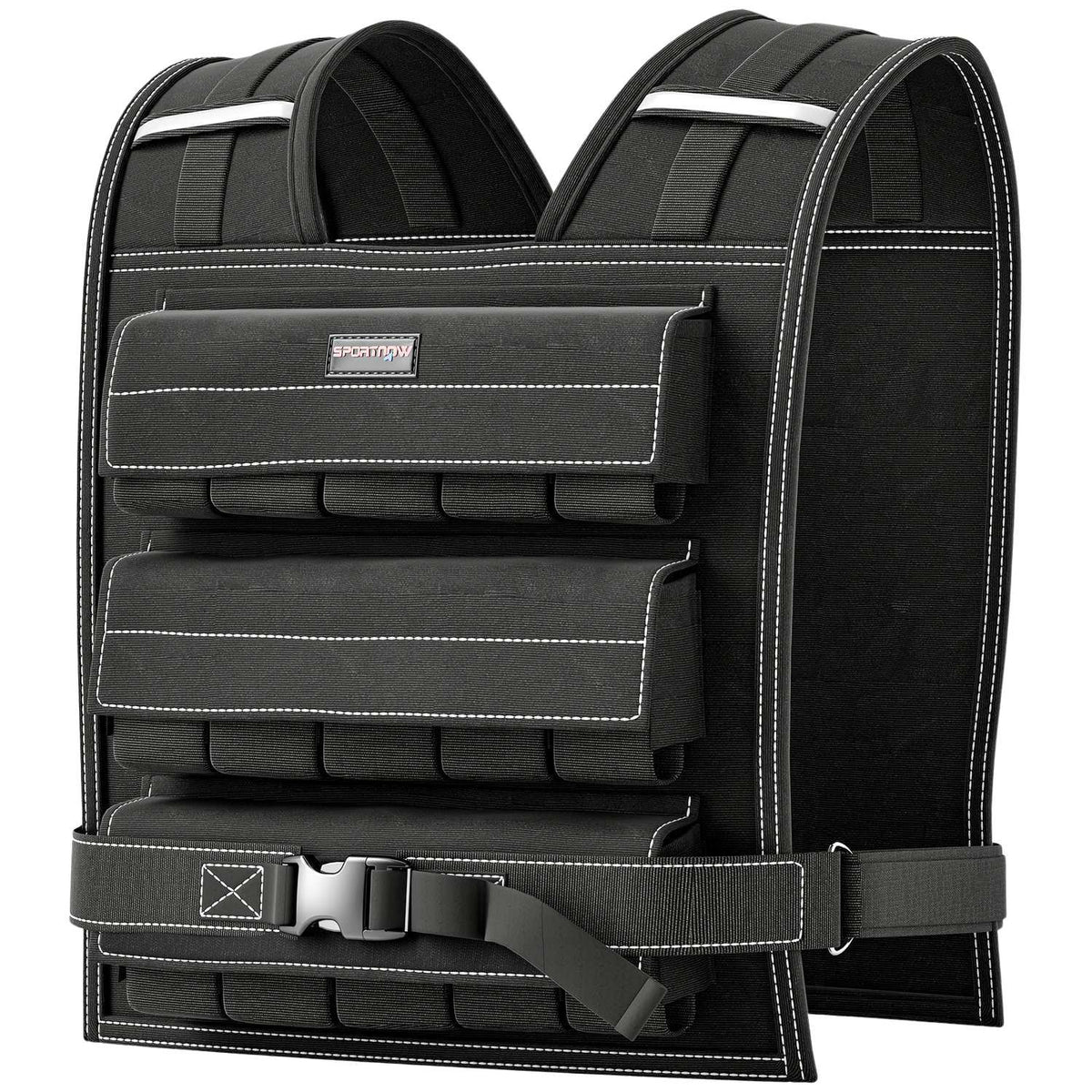 Adjustable weight vest 15kg with reflective strips, training vest, running vest for weightlifting, running and fitness, bodyweight training, men and women