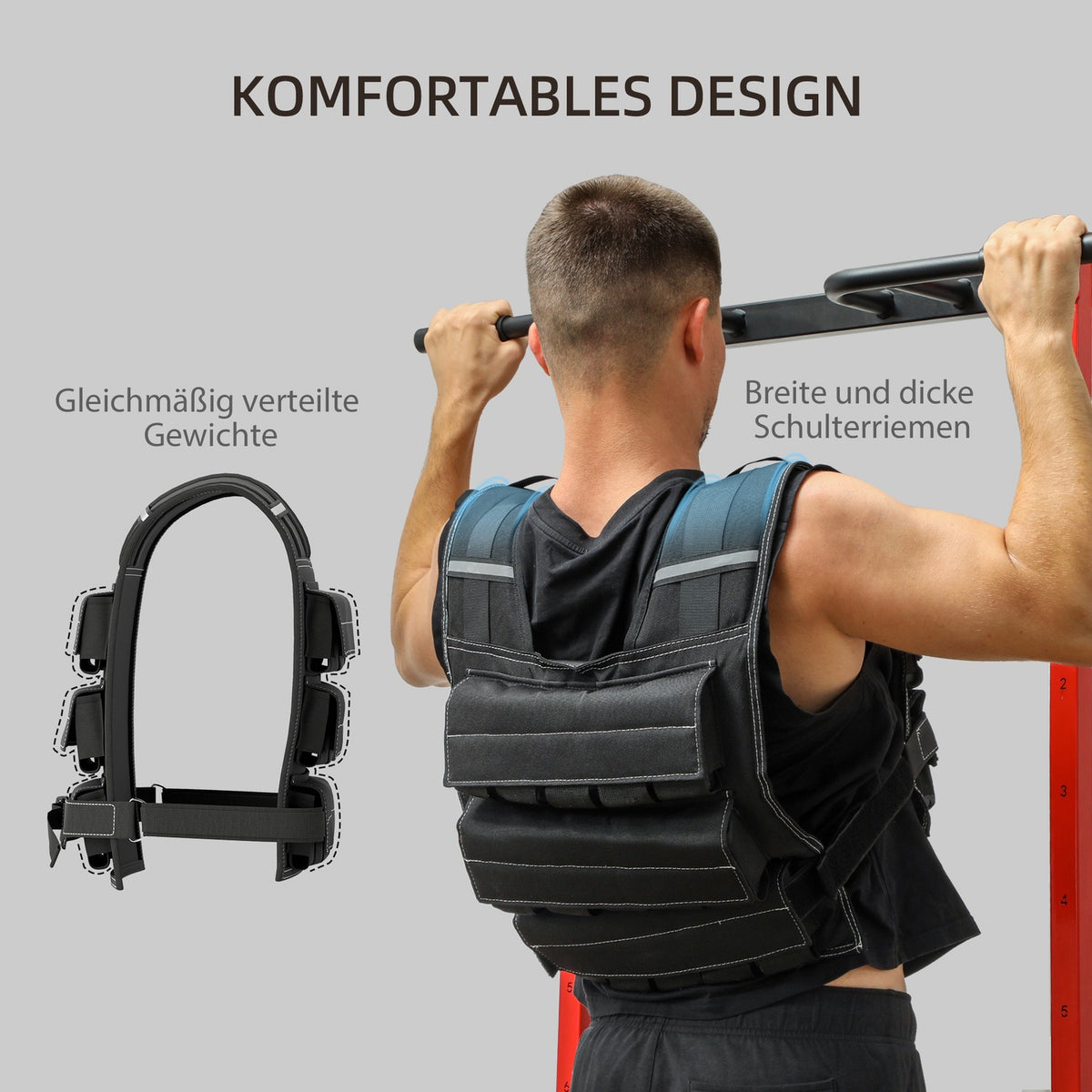 Adjustable weight vest 15kg with reflective strips, training vest, running vest for weightlifting, running and fitness, bodyweight training, men and women