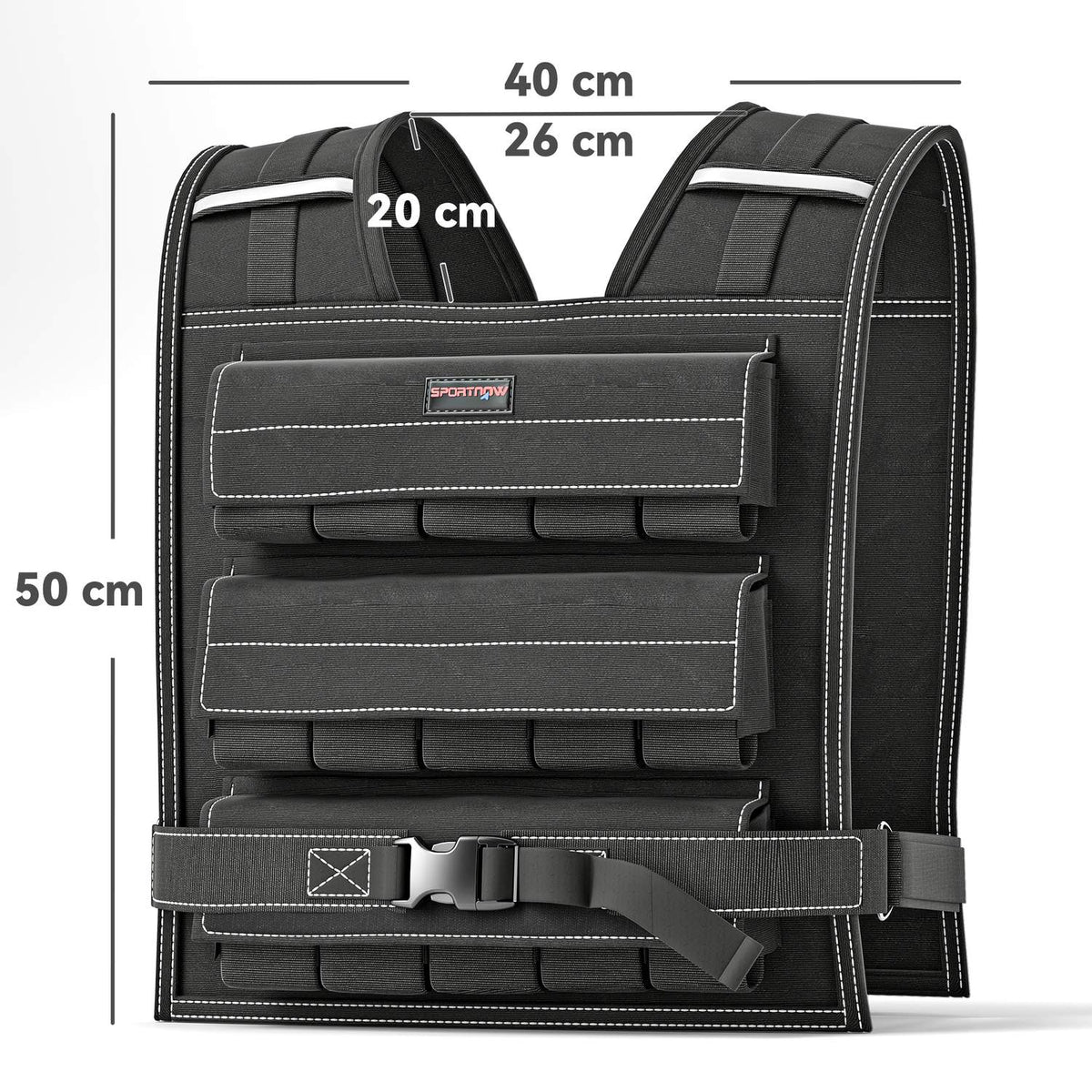 Adjustable weight vest 20kg with reflective strips, training vest, running vest for weightlifting, running and fitness, body weight training, men and women