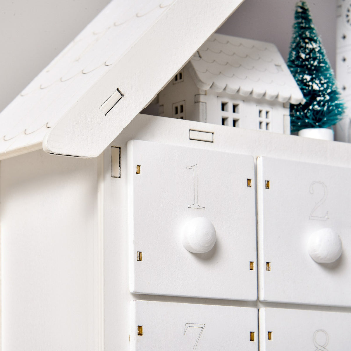 Advent Calendar For Filling 24 Drawer Compartments Christmas Calendar With Led Lights 2-In-1 Design Christmas Decoration White 39 X 9 X 42 Cm