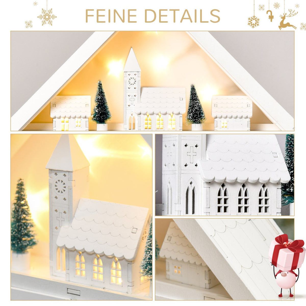 Advent Calendar For Filling 24 Drawer Compartments Christmas Calendar With Led Lights 2-In-1 Design Christmas Decoration White 39 X 9 X 42 Cm