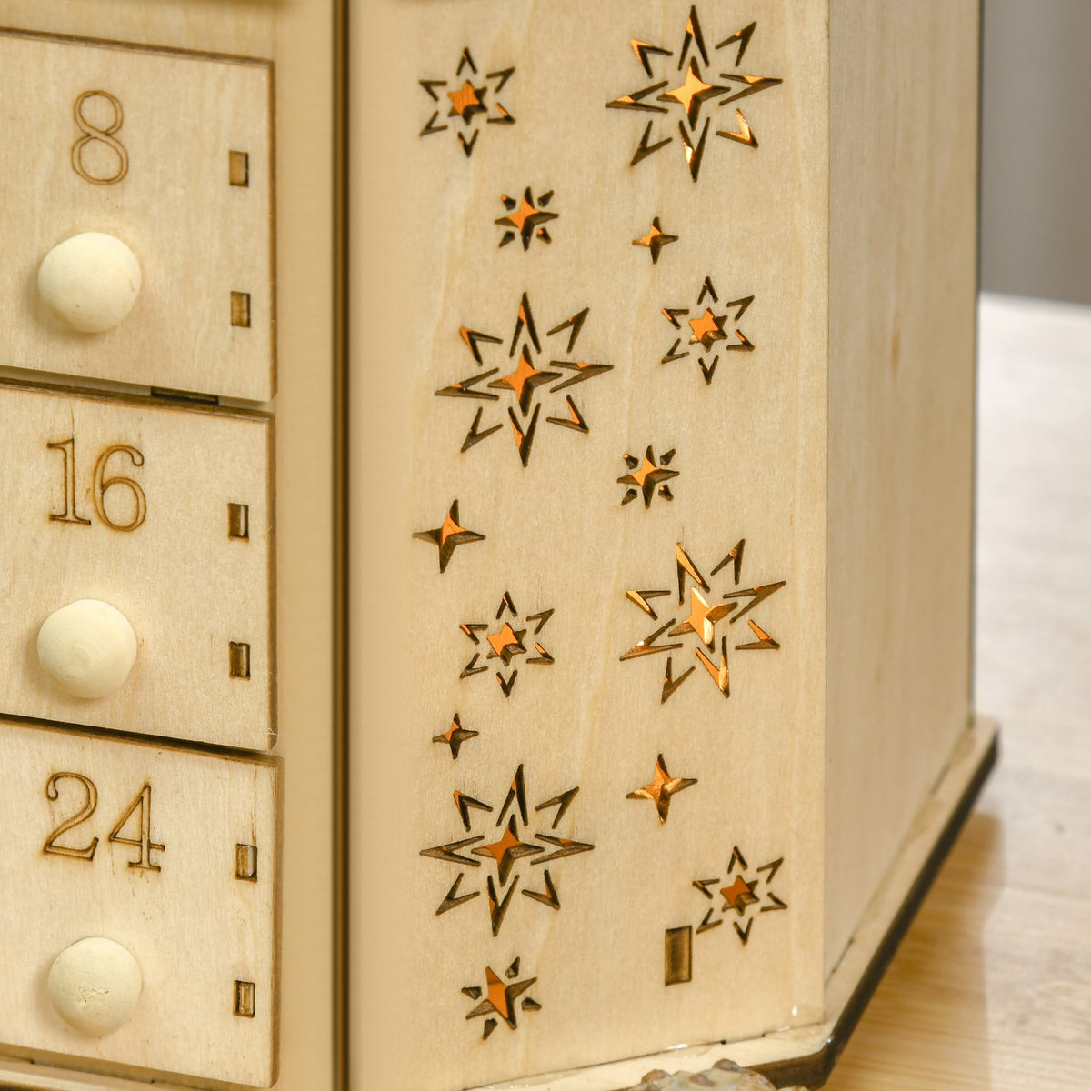 Advent Calendar For Filling 24 Drawer Compartments Christmas Calendar With Led Lights Advent Calendar Box Christmas Decoration Diy 45X13X43 Cm