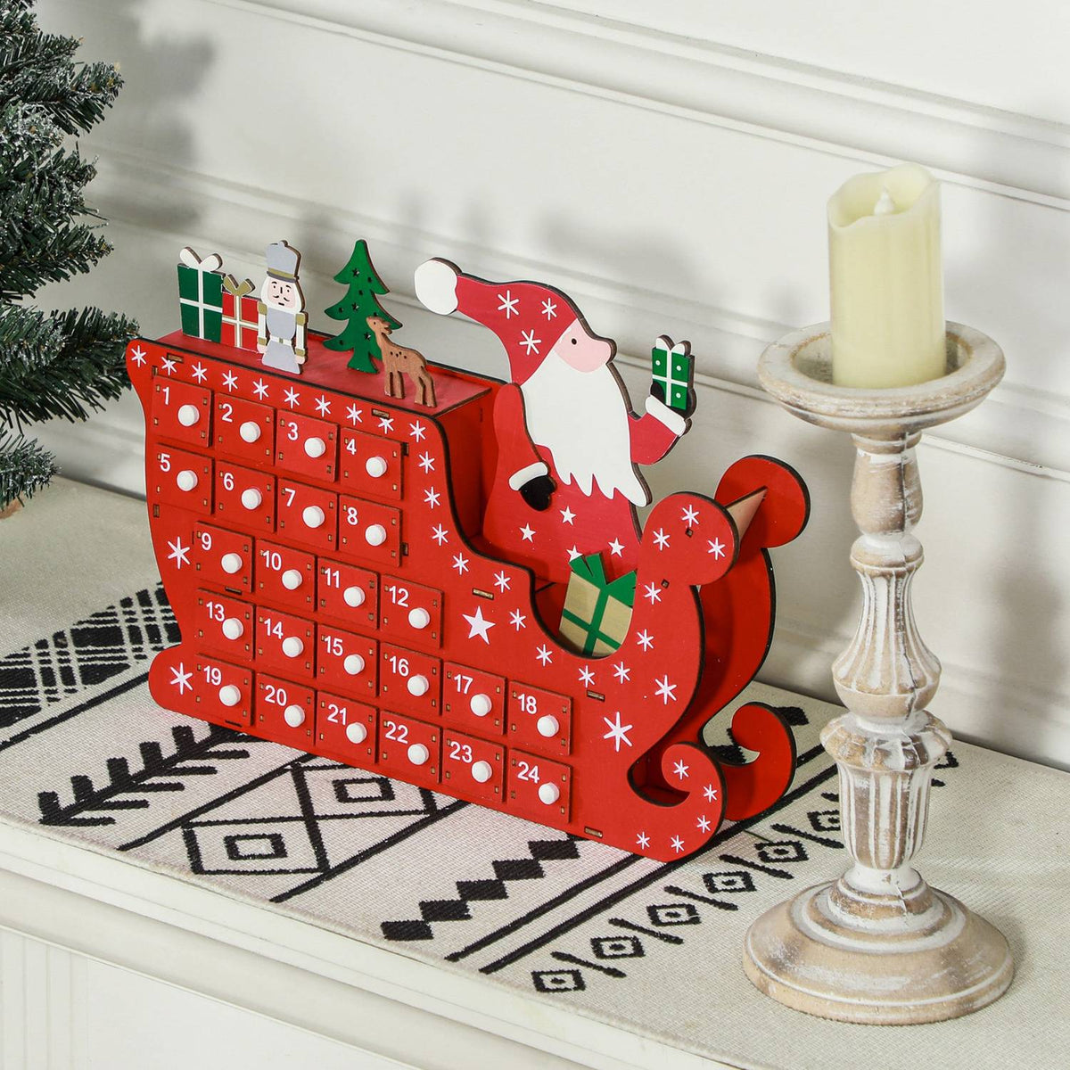 Advent calendar for filling 24 drawer compartments Christmas calendar Advent calendar box Christmas decoration DIY MDF board red 22.5 x 8 x 36 cm