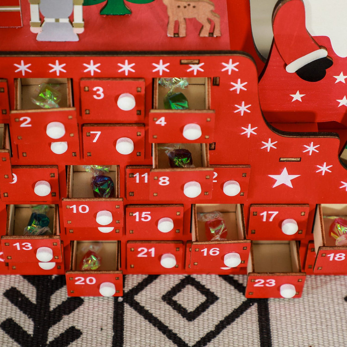 Advent calendar for filling 24 drawer compartments Christmas calendar Advent calendar box Christmas decoration DIY MDF board red 22.5 x 8 x 36 cm