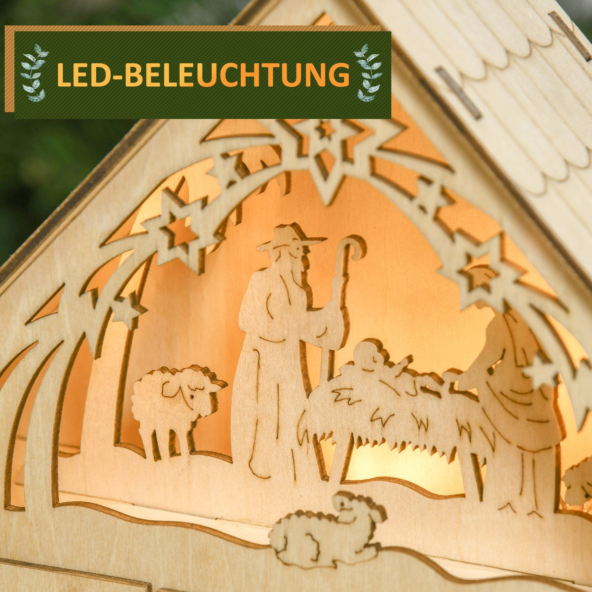 Advent calendar for filling 24 drawer compartments Christmas calendar with LED lights Advent calendar box Christmas decoration DIY MDF board natural wood 26.6 x 6 x 30 cm