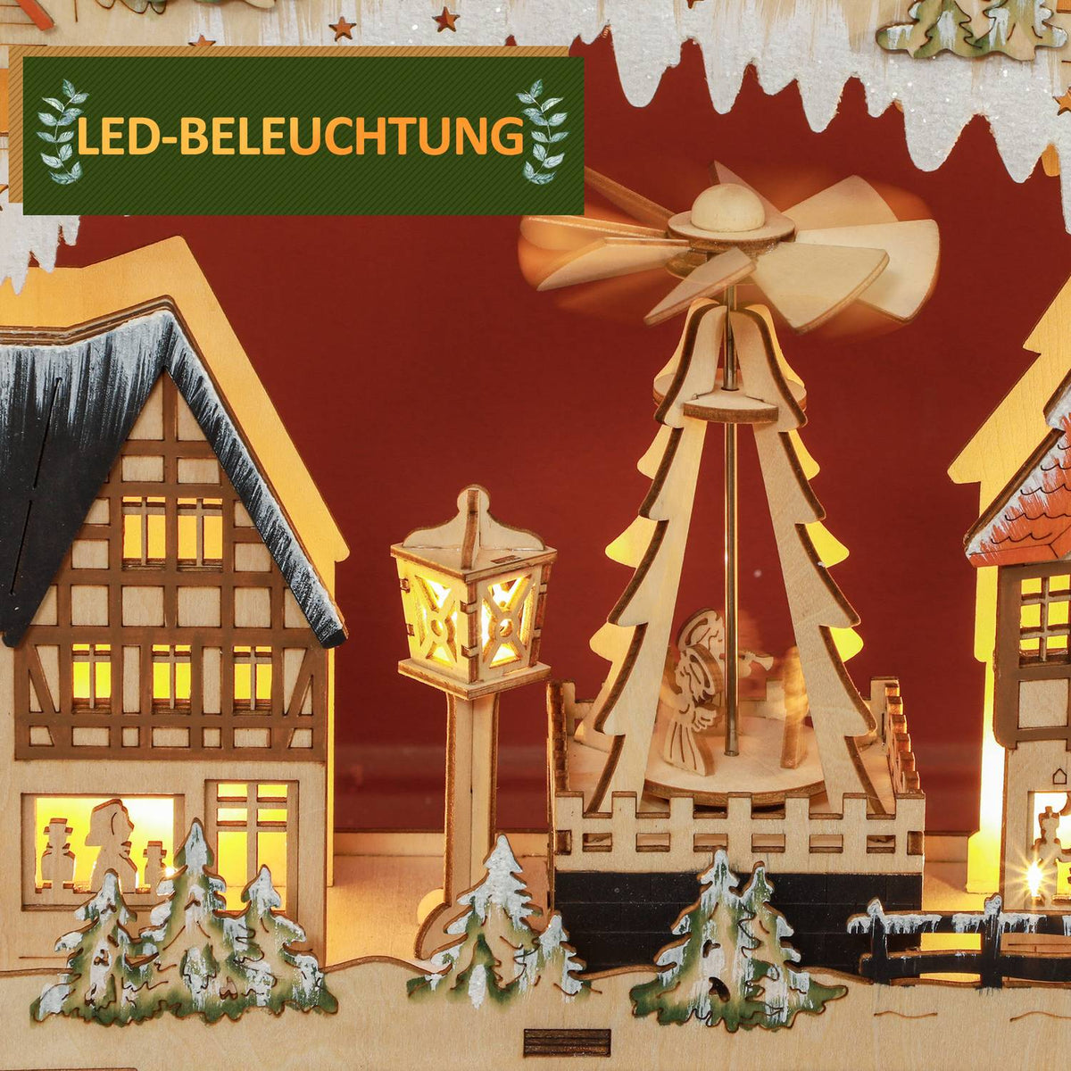 Advent calendar for filling 24 drawer compartments Christmas calendar with LED lights Advent calendar box Christmas decoration DIY MDF natural wood 45 x 9 x 42.5 cm