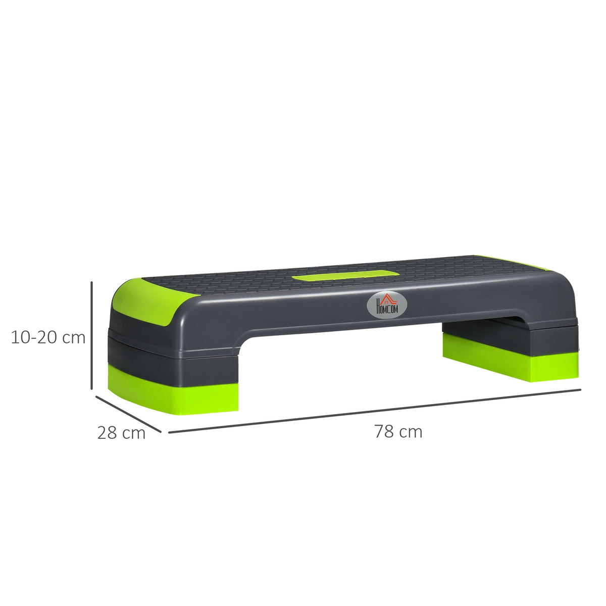 Aerobic stepper height-adjustable fitness step board 10/15/20 cm indoor outdoor load capacity up to 150 kg 78 x 28 cm green for effective training