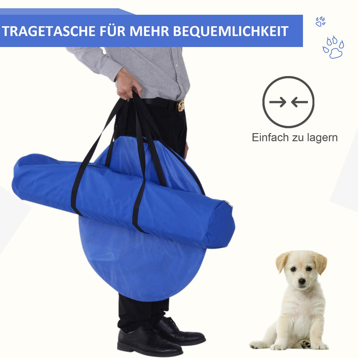 Agility Exercise Set Slalom Hurdle Tunnel Dog Sports Training Area Pe+Polyester Blue+Yellow