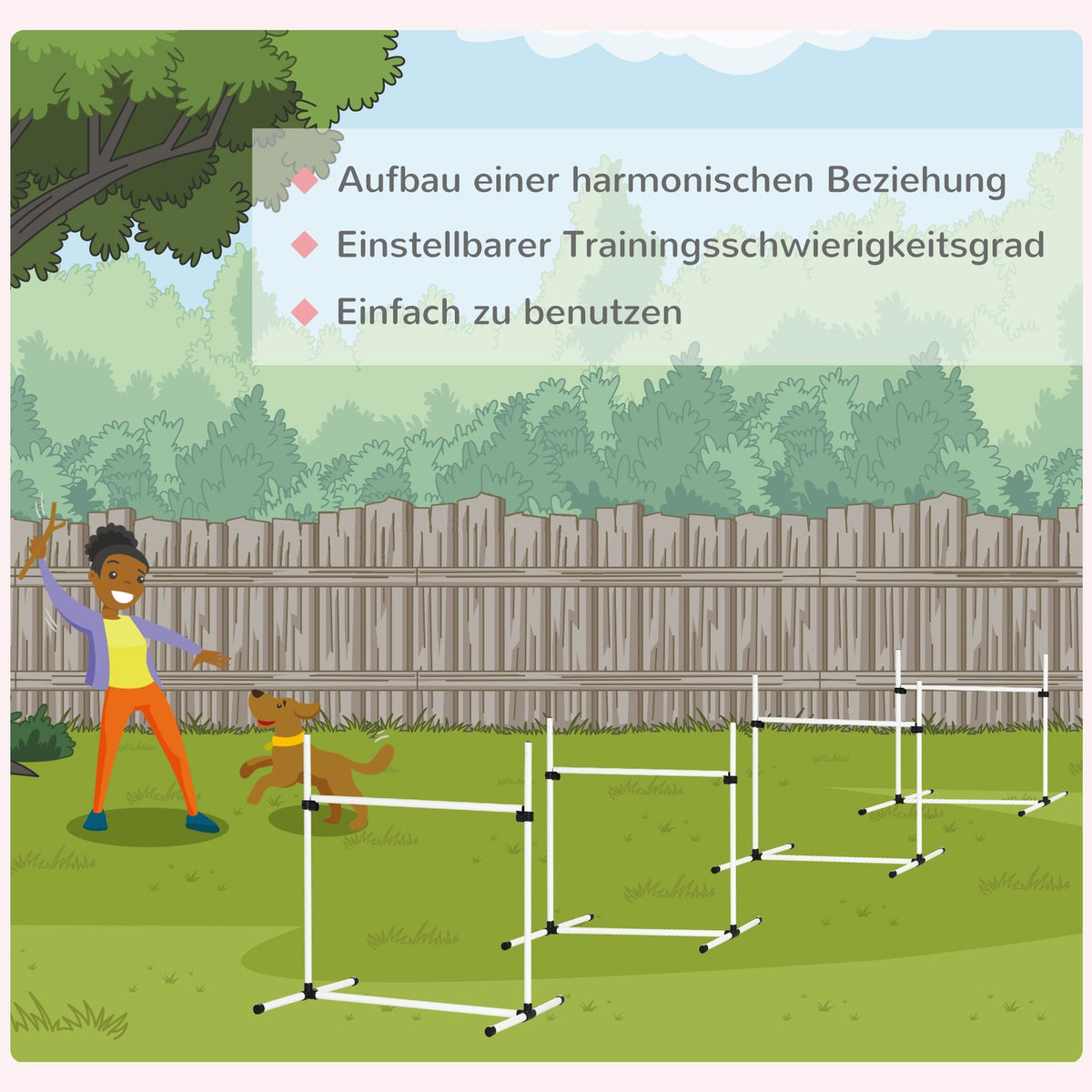 Agility Hurdle Set Slalom Bars Dog Training Set 4 X Hurdles, Plastic, White, 99X65X94Cm