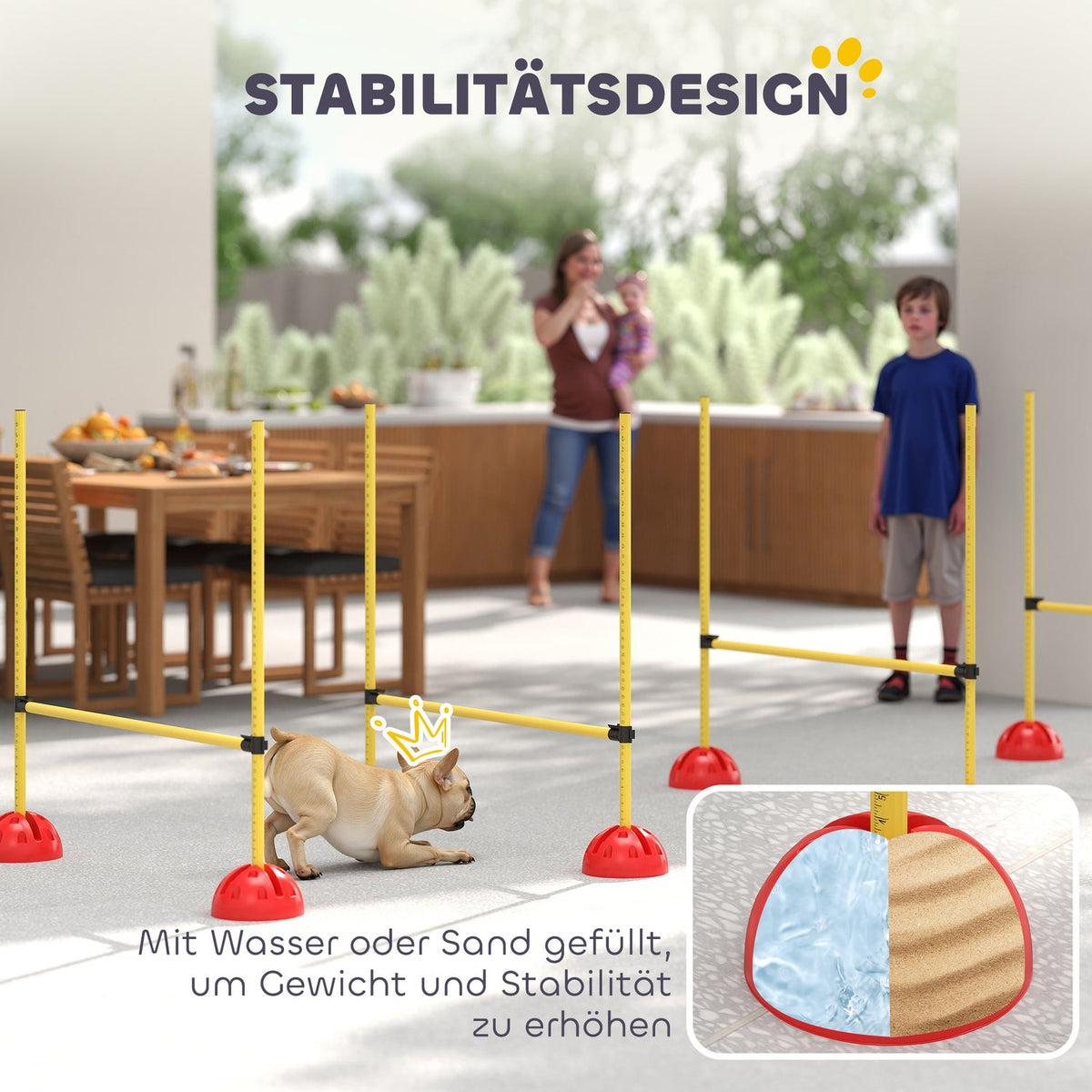 Agility Set Dogs 5-Piece Fillable Agility Equipment for Dog Training Hurdle Set with Height-Adjustable Hurdles Carry Bag Training Accessories Coordination Training for Games Training